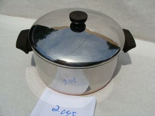 Rare Revere Ware 4 - 1/2 Qt Copper Bottom Stock Pot / Lid Stainless Made In Usa