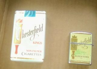Vintage 1960 ' s Continental Chesterfield Cigarette Lighter & Pack 2