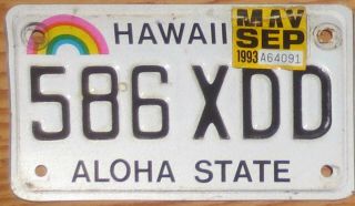 1993 Hawaii Motorcycle License Plate Number Tag - $2.  99 Start