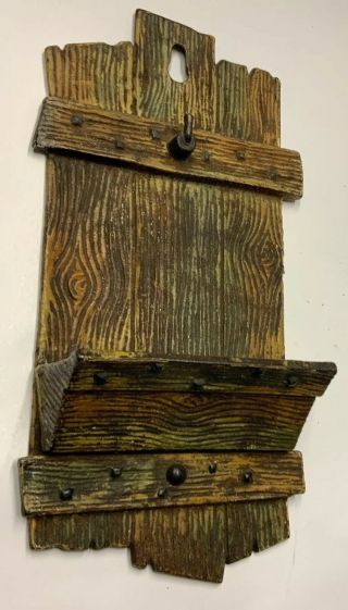 Vintage Cast Iron Match Holder Key Rack Wood Design Paint Patina