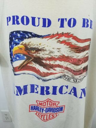 Vintage Harley Davidson Shirt Proud To Be An American White Palm Springs XL 1742 2