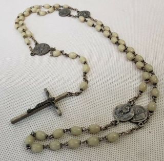 Vtg Estate Luminuos Glow In The Dark 1975 Pope Holy Year Rosary 25 " Necklace Xxv