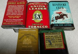 5 Tobacco Pocket Tins: Union Leader,  Kentucky Club,  Half and,  Albert,  Morris 3