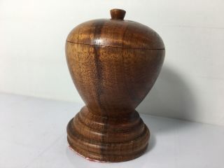 Hawaiian Koa Wood Small Pedestal Footed Bowl W Lid Vintage 4 " Tall X 2.  75 " Wide