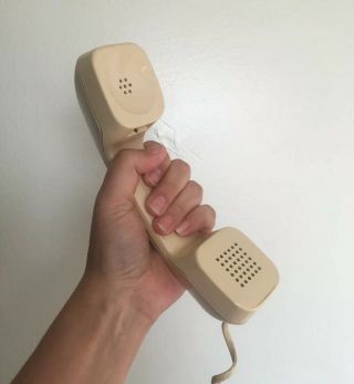 Vintage At&t Telephone Phone Handset Receiver,  Spiral Cord Retro Yellow Beige