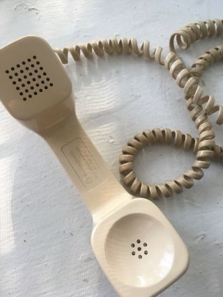 Vintage AT&T Telephone Phone Handset Receiver,  Spiral Cord Retro Yellow Beige 3