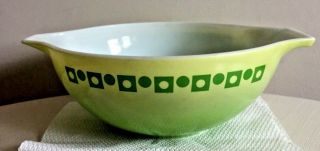 Pyrex Vintage " Green Salad " Green Dot Square Promo Cinderella 4qt Bowl