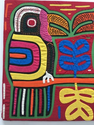 Kuna Mola Panama Hand Stitched Applique Folk Art Parrots Birds Toucans 2
