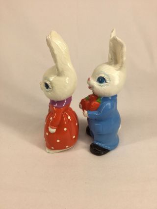 9” Vintage Mr.  & Mrs.  Rabbit Bunny Easter Figurines Hand Made In Japan 2