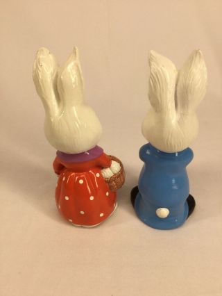 9” Vintage Mr.  & Mrs.  Rabbit Bunny Easter Figurines Hand Made In Japan 3