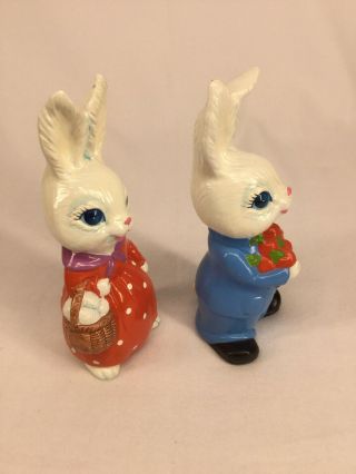 9” Vintage Mr.  & Mrs.  Rabbit Bunny Easter Figurines Hand Made In Japan 4