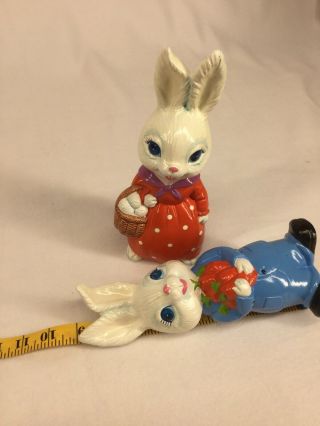 9” Vintage Mr.  & Mrs.  Rabbit Bunny Easter Figurines Hand Made In Japan 5
