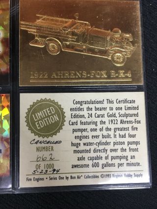 Bon Air Fire Engine Prism Card Set Including Rare 24 Carat Gold Card 2
