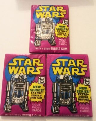 Star Wars TOPPS Yellow Series Three Wax Pack Right Out Of Wax Box 1977 2