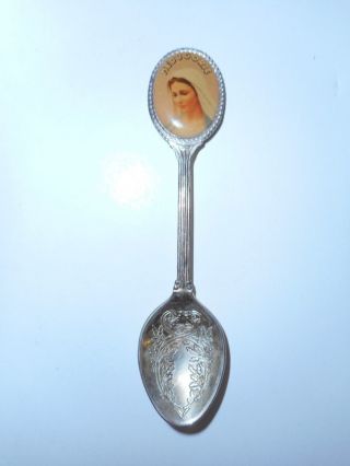 Medjugorje Souvenir Spoon Vintage Silver Plated Virgin Mary