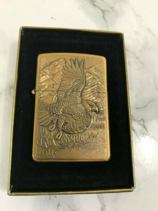 Zippo Lighter,  " The American Eagle ",  Solid Brass Case