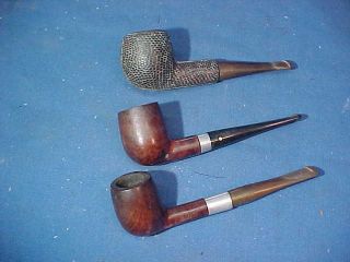 3 Vintage Willard,  Leather Covered Briar Pipes