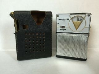 Vintage Transistor Six Radio 6t - 250 With Case,  Made In Japan Hi - Delity Works??