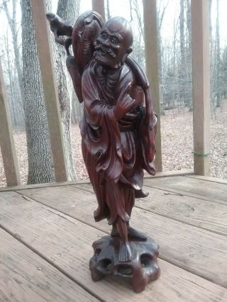 Asian Antique Hand Carved Old Man.  Carving Approx.  100 Years Old
