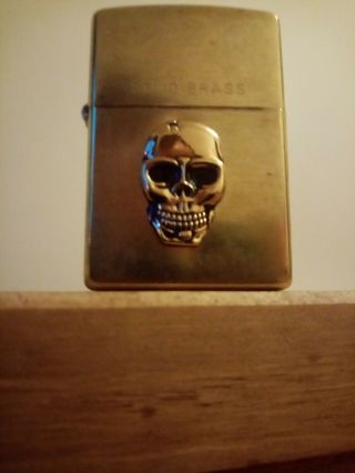 Solid Brass Skull Zippo 1999used Fully Comes With Zippo Insert