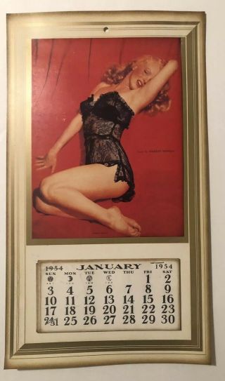 Vintage 1954 Marilyn Monroe Calendar Golden Dreams Black Lingerie Scratches