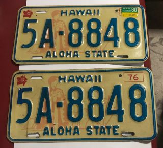 Vintage Hawaii Aloha State 1976 License Plate A 2