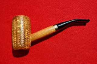 Vintage H&b Irvin S Cobb Small General Corn Cob Pipe Bent Toasted & Broken In