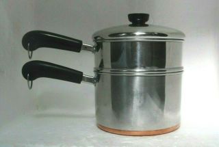 Revere Ware Stainless Copper Clad 3 Qt Sauce Pan W/ Lid & Steamer Insert