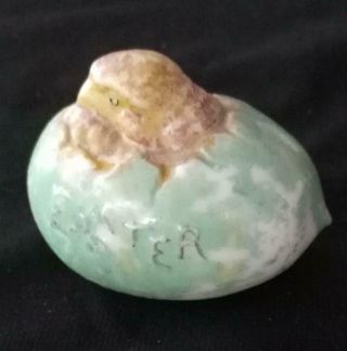 Antique Victorian Milk Glass Easter Egg W/hatching Chick Easter On Side