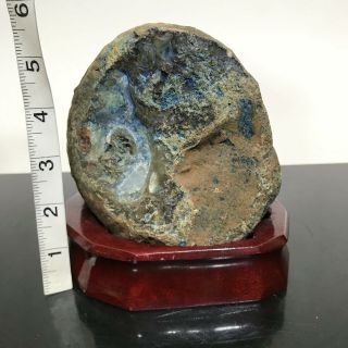 Vtg Large Blue Geologist Mineral Crystal Energy Geode Specimen Rock Statue 3