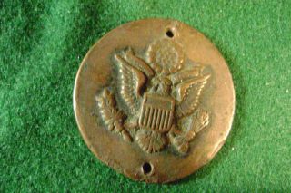 Vintage Antique Horse Bridle Rosette / Brass Button Military Eagle Army
