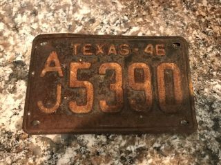 1946 Texas License Plate Aj 5390