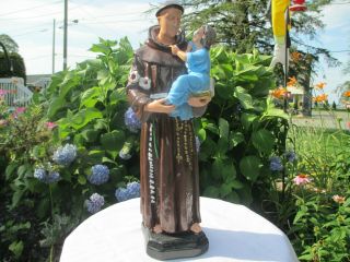 Vintage St.  Anthony And Baby Jesus Chalkware Catholic Statue C.  S.  C.  13 Inches