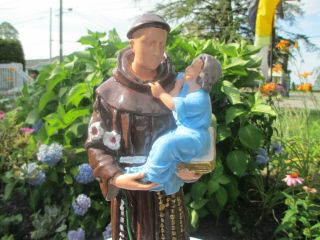 Vintage St.  Anthony and Baby Jesus Chalkware Catholic Statue C.  S.  C.  13 Inches 2