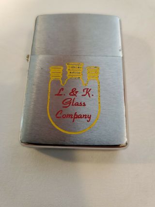 Vintage 1967 Zippo Lighter L & K Glass Company Advertisement