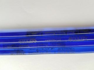4 Rare Antique Colbalt Blue Glass Swizzle Stick Grand Central Terminal Rest.  N.  Y.