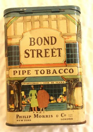Circa 1930s Bond Street Pipe Tobacco Advertising Pocket Tin Philip Morris