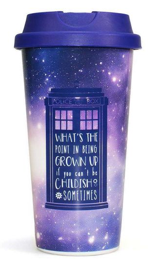 Official Doctor Dr Who Tardis Galaxy Plastic Travel Coffee Mug Cup