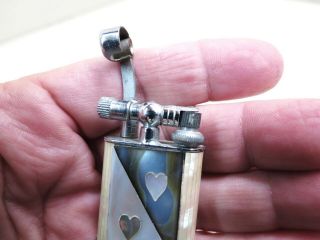 Vintage OCCUPIED JAPAN Continental Abalone MOP Cigarette Lighter POKER 2 Hearts 3