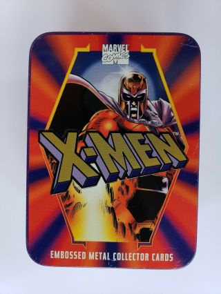 1996 X - Men - 5 Embossed Metal Cards In Collectors Tin