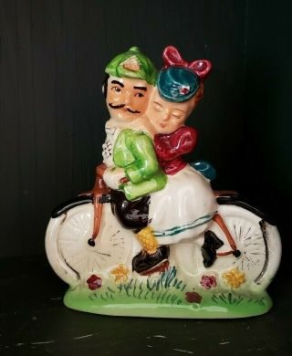 Vintage Hand Painted Daisy Bell Figurine Bicycle Built For Two Made In Japan