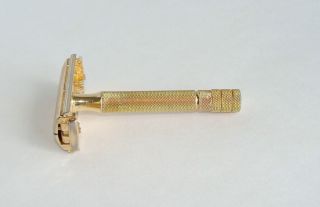 Vintage Gillette Gold Tone Double Edge Safety Razor
