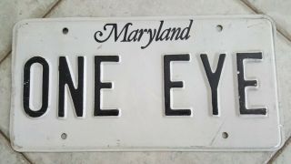 Maryland - Vanity - License Plate,  One Eye
