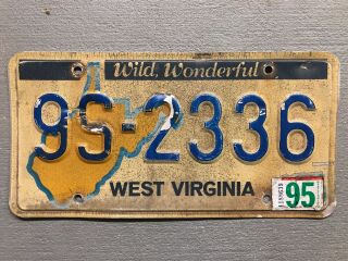 Vintage West Virginia License Plate Wild Wonderful 9s - 2336 1995 Sticker