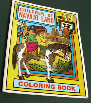 Vtg 1974 Souvenir Coloring Book Children Of Navajo Land Native American Mesa Az