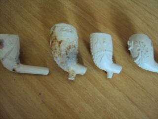 4 Antique 19th Century Military Clay Pipes