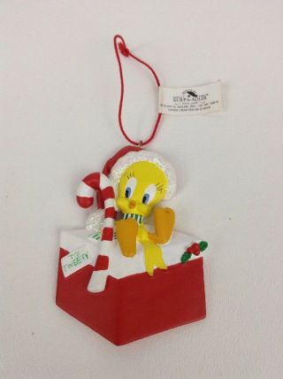 Christmas Ornament Tweety Bird Gift Candy Cane Glitter Santa Hat Warner Brothers