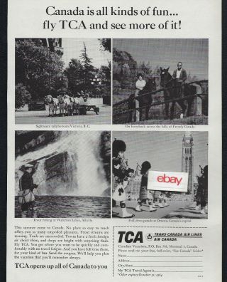 Tca Trans Canada Airlines 1964 Canada Is All Kinds Of Fun Ottawa - Victoria Ad