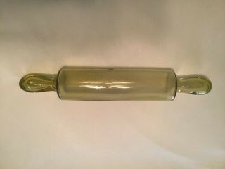 Vintage Green Blown Glass Rolling Pin - Closed At Ends