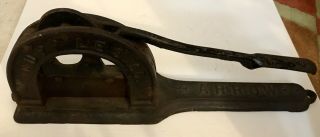 Antique Cast Iron Arrow Tobacco Plug Cutter By Cupples Co.  Circa Late 1800s